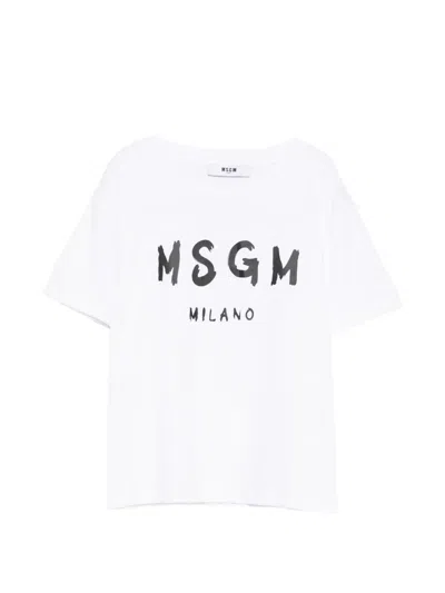 Msgm Logo-detail T-shirt In White