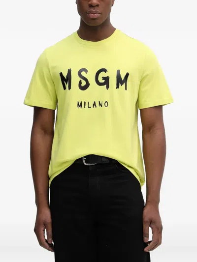 Msgm Logo-detail T-shirt In Yellow