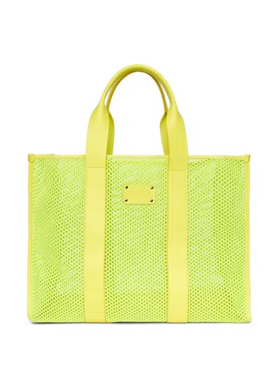 Msgm Logo-detail Tote Bag In Green
