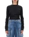 MSGM MSGM LOGO DETAILED CREWNECK TOP