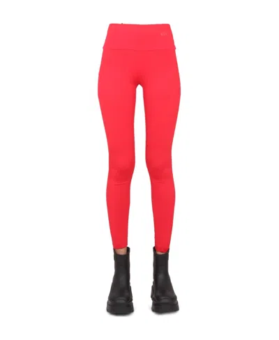 Msgm Leggings With Logo In Red