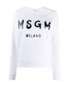 Msgm Sweatshirt With Brushed Logo Print In White