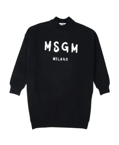 Msgm Logo Details Sweater-style Dress In Black