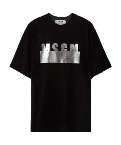 Msgm Logo Details T-shirt In Black