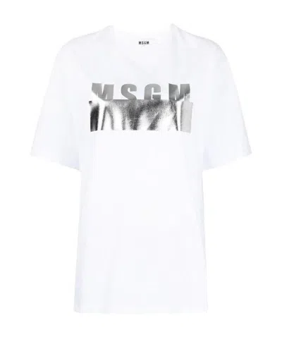Msgm Logo Details T-shirt In White