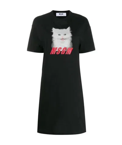 Msgm Logo Dress In Black