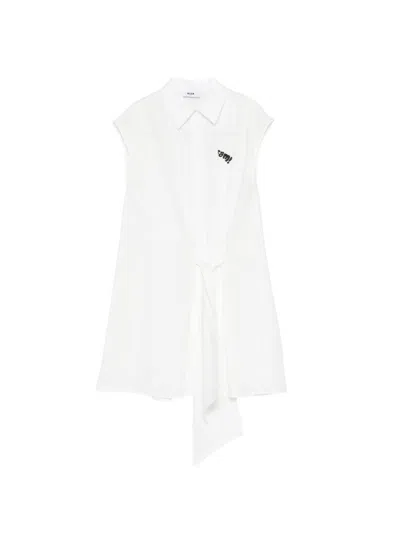 Msgm Kids' Logo Dress In White