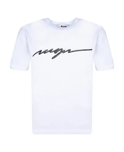 MSGM MSGM LOGO PRINTED CREWNECK T-SHIRT