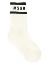 Msgm White Socks For Kids With Black Logo In White