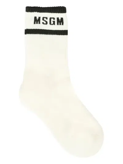Msgm Kids' Logo-embellished Socks In White