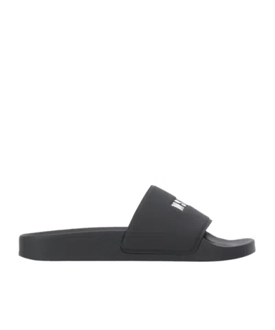Msgm Logo-embossed Slides In Black