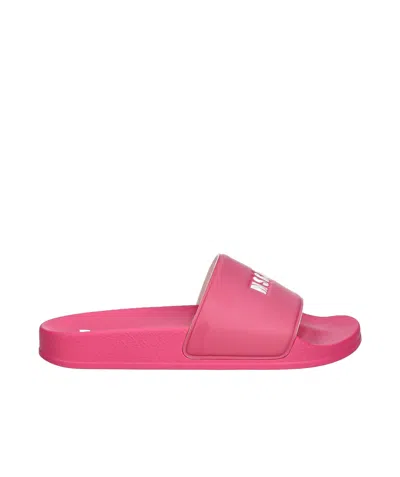 Msgm 15mm Rubber Pool Slide Sandals In Fucsia Vivaci
