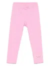 Msgm Logo-embroiderde Leggings In Pink