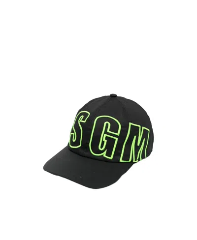 Msgm Logo-embroidered Baseball Cap In Black