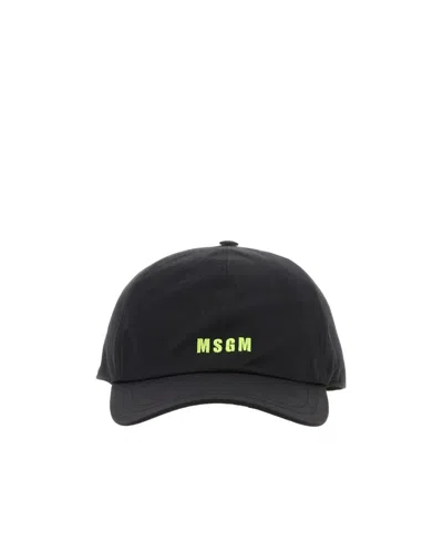 Msgm Logo-embroidered Baseball Cap In Black