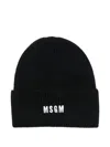 Msgm Logo-embroidered Beanie Hat In Black