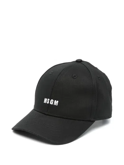 Msgm Kids' Logo-embroidered Cap In Black