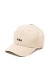 Msgm Logo-embroidered Cap In Neutrals