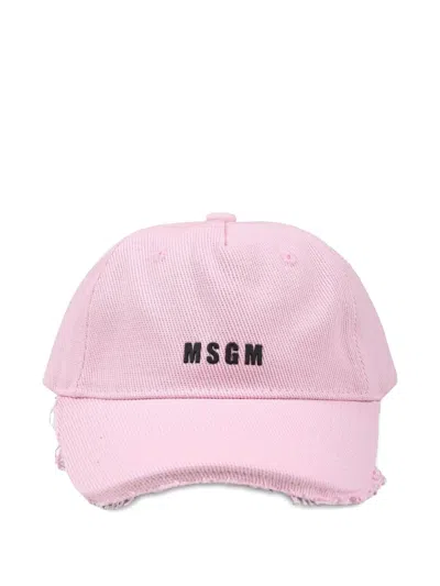 Msgm Kids' Logo-embroidered Cap In Pink