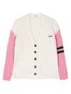 Msgm Logo-embroidered Cardigan In Neutrals