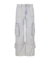 Msgm Logo-embroidered Chambray Jeans In White