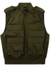 Msgm Logo-embroidered Cotton Gilet In Green