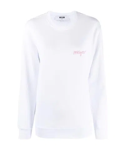 Msgm Logo-embroidered Cotton Sweatshirt