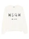 Msgm Logo-embroidered Cotton Sweatshirt In White