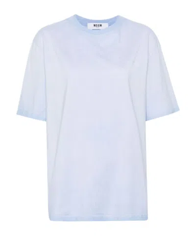 Msgm Logo-embroidered Cotton T-shirt In White