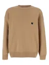 Msgm Logo-embroidered Crew-neck Sweater In Brown