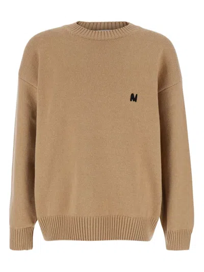 MSGM LOGO-EMBROIDERED CREW-NECK SWEATER