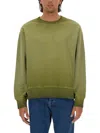 Msgm Embroidered-logo Cotton Sweatshirt In Green