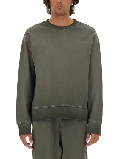 Msgm Washed Out Jersey Sweatshirt In Grey
