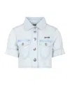 Msgm Logo-embroidered Cropped Shirt In White