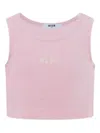 Msgm Logo-embroidered Cropped Tank Top