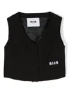 Msgm Logo-embroidered Cropped Waistcoat In Black