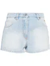 Msgm Logo-embroidered Denim Shorts In Blue