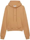 Msgm Logo-embroidered Drawstring Hoodie In Neutrals
