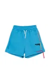 Msgm Logo-embroidered Drawstring Shorts In Blue