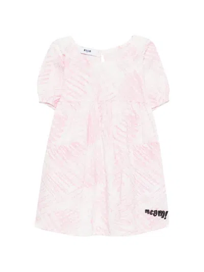 Msgm Babies' Logo-embroidered Dress In Pink