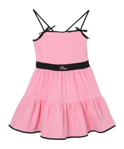 Msgm Logo-embroidered Dress In Pink