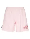 Msgm Logo-embroidered Elasticated-waistband Shorts In Pink