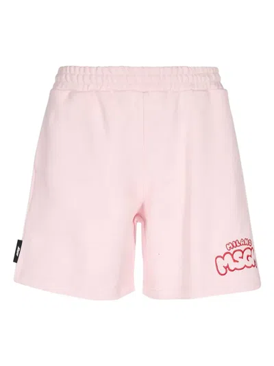 MSGM LOGO-EMBROIDERED ELASTICATED-WAISTBAND SHORTS