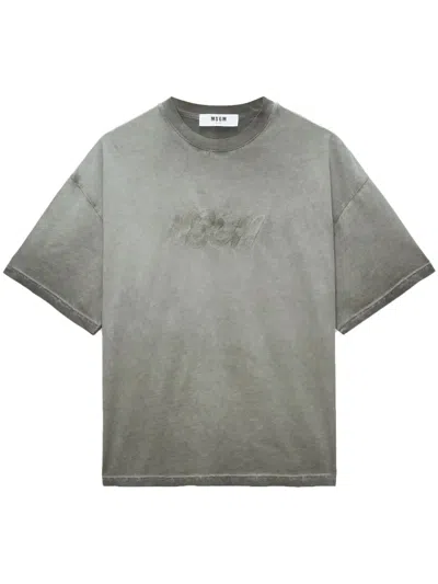 Msgm Ausgeblichenes T-shirt In Grau