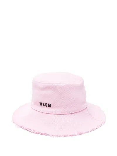 Msgm Kids' Logo-embroidered Hat In Pink