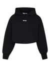 Msgm Black Crop Sweatshirt For Girl With Logo In 110 Nero/black