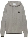 Msgm Logo Patch Drawstring Hoodie In Grey