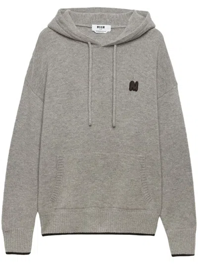 MSGM LOGO-EMBROIDERED HOODIE