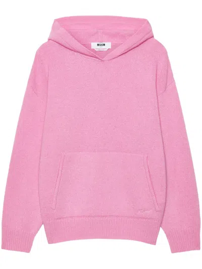 Msgm Knitted Long-sleeved Sweatshirt In Pink