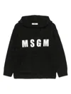 Msgm Logo-embroidered Hoodie In Schwarz